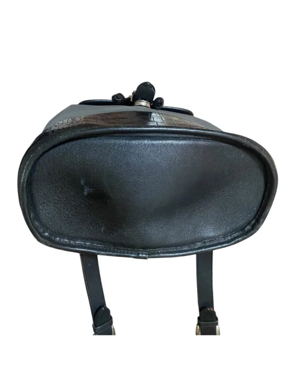 Brighton Black & Grey Faux Leather Croc-Embossed and Fabric Backpack
